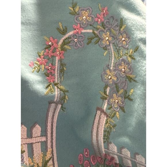 Vintage 90s Y2K Top Petite Small PS Embroidery Beaded Cottagecore Floral Garden - Picture 12 of 12
